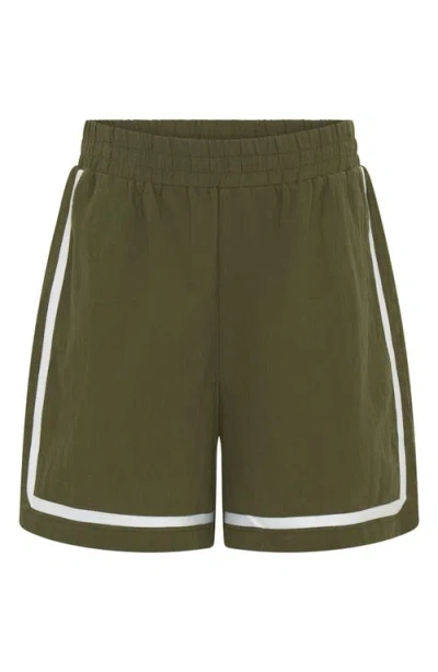 Tiny Tribe Kids' Cotton Cabana Shorts In Green