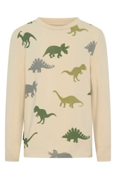 Tiny Tribe Kids' Dino Long Sleeve Graphic T-shirt In Cream
