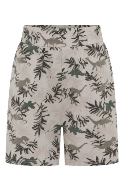Tiny Tribe Kids' Dino Park Stretch Cotton Shorts In Gray