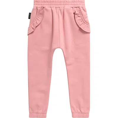 Tiny Tribe Kids' Frill Pocket Cotton Sweatpants In Pink