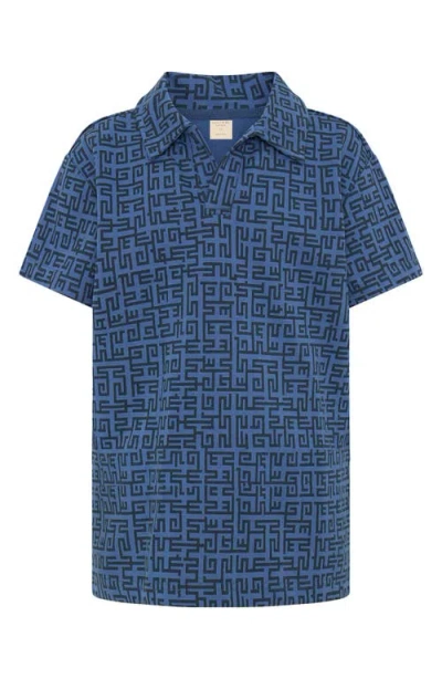 Tiny Tribe Kids' Geo Print Polo In Blue