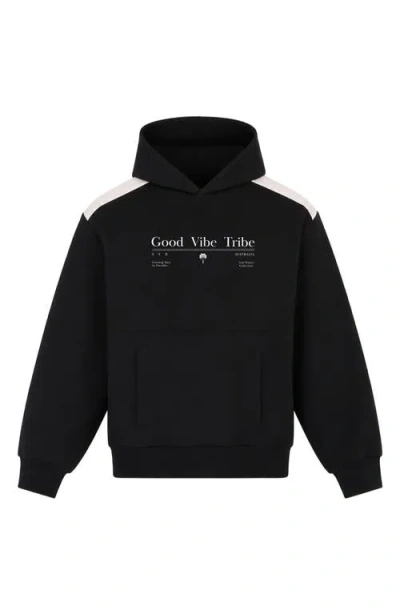Tiny Tribe Kids' Good Vibe Tribe Graphic Hoodie In Black