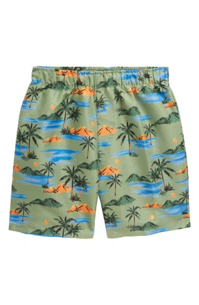 Tiny Tribe Kids' Island Volley Swim Shorts In Forest Green