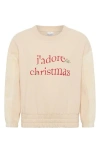 Tiny Tribe Kids' J'adore Christmas Fleece Sleeve Crewneck Sweatshirt In White