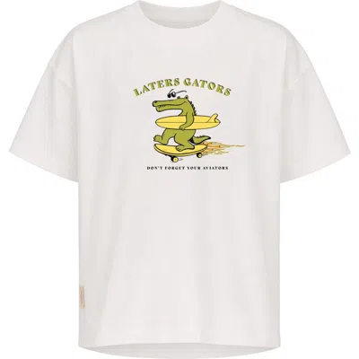 Tiny Tribe Kids' Laters Gators Graphic T-shirt In Off White