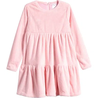 Tiny Tribe Kids' Long Sleeve Tiered Velour Dress In Pink
