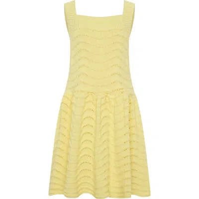 Tiny Tribe Kids' Open Stitch Cotton Sleeveless Sweater Dress In Yellow
