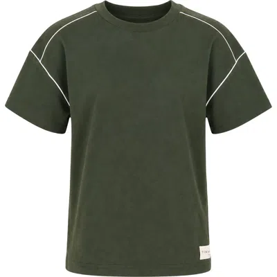 Tiny Tribe Kids' Piping Dropped Shoulder Tee In Green