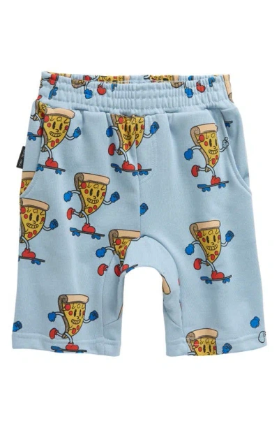 Tiny Tribe Kids' Pizza Skater French Terry Shorts In Steel Blue