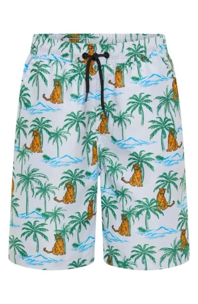Tiny Tribe Kids' Print Swim Trunks In Grey Multi