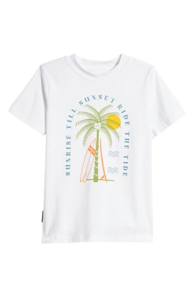 Tiny Tribe Kids' Ride The Tide Stretch Cotton Graphic T-shirt In White