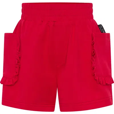 Tiny Tribe Kids' Ruffle Accent Cotton Knit Shorts In Red