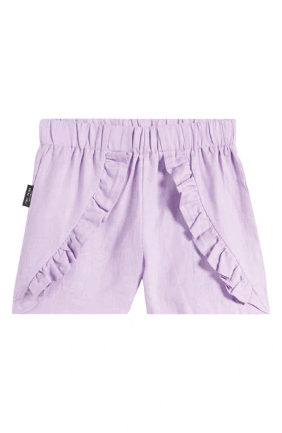 Tiny Tribe Kids' Ruffle Cotton Shorts In Lilac