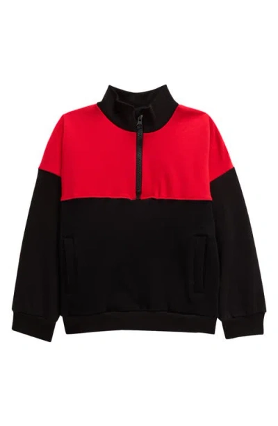 Tiny Tribe Kids' Segment Half Zip Sweatshirt In Red Multi