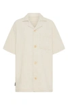 Tiny Tribe Kids' Short Sleeve Solid Button-up Shirt In Grey