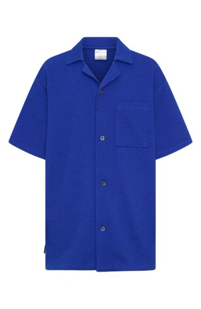 Tiny Tribe Kids' Short Sleeve Solid Button-up Shirt In Navy