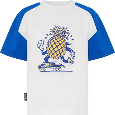 Tiny Tribe Kids' Skating Pineapple Graphic T-shirt In White Multi