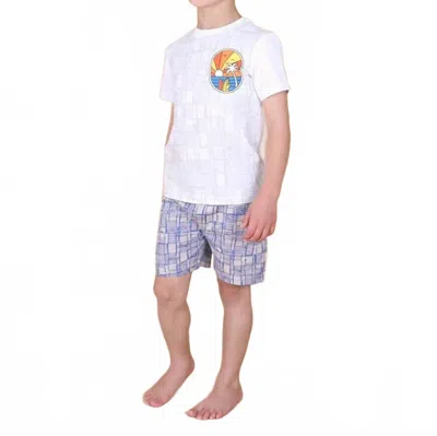 Tiny Tribe Kids Sketched Shorts In Blue In White