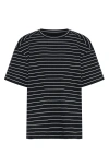 Tiny Tribe Kids' Stripe Rib Stretch Cotton T-shirt In Black