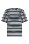 Tiny Tribe Kids' Stripe Rib Stretch Cotton T-shirt In Gray