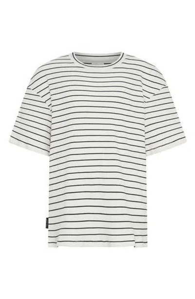 Tiny Tribe Kids' Stripe Rib Stretch Cotton T-shirt In White