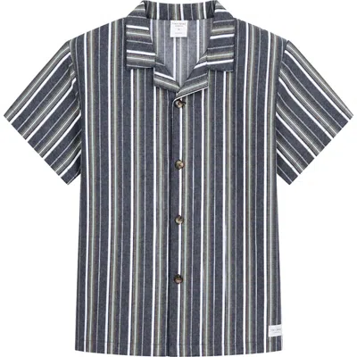 Tiny Tribe Kids' Striped Camp Shirt In Pink