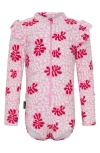Tiny Tribe Kids' Sweet Coral Ruffle Long Sleeve One-piece Rashguard Swimsuit In Pink