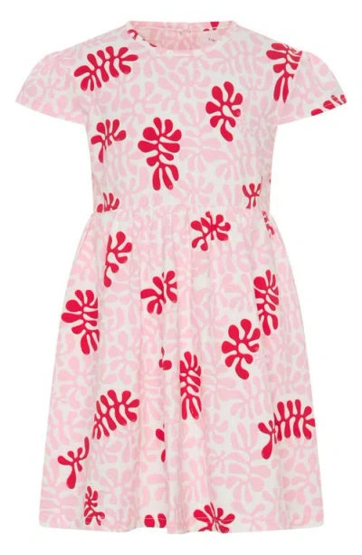 Tiny Tribe Kids' Sweet Coral Stretch Cotton Blend Dress In Pink