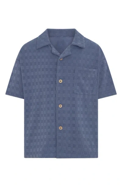 Tiny Tribe Kids' Textured Button-up Shirt In Blue