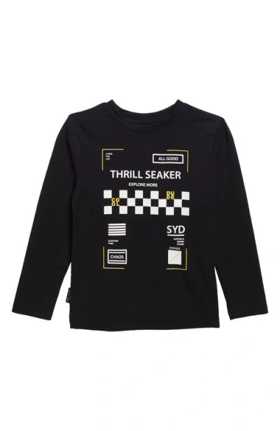Tiny Tribe Kids' Thrill Seeker Graphic T-shirt In Black