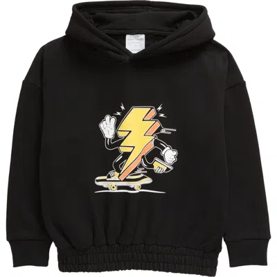 Tiny Tribe Kids' Thunderbolt Skate Cotton Graphic Hoodie In Black