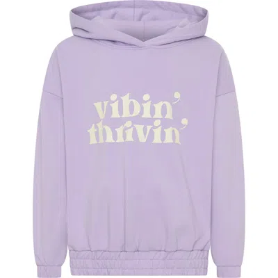 Tiny Tribe Kids' Vibin' Thrivin' Hoodie In Lilac