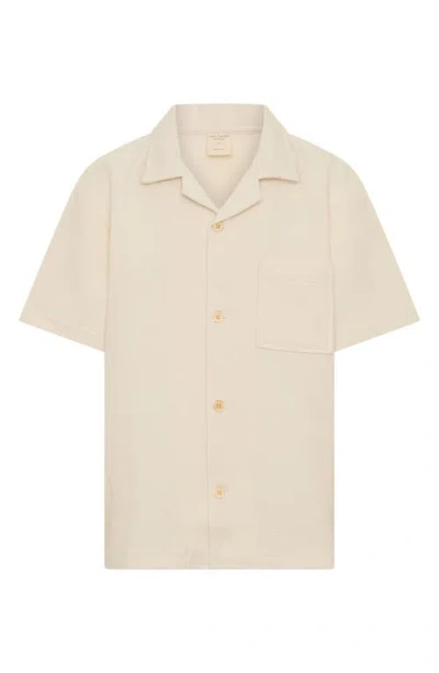 Tiny Tribe Kids' Waffle Stitch Camp Shirt In Neutral
