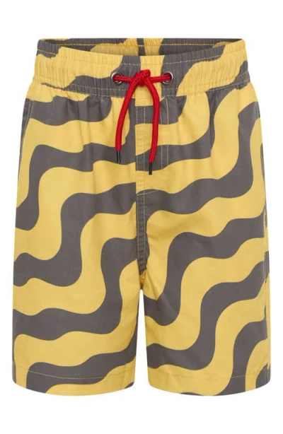 Tiny Tribe Kids' Waves Swim Trunks In Charcoal