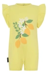 Tiny Tribe Lemon Flutter Sleeve Cotton Graphic Romper