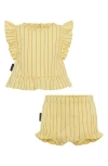 Tiny Tribe Lolly Stripe Ruffle Cotton Top & Bloomers Set
