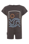 Tiny Tribe Ocean Scene Cotton Graphic Romper In Gray