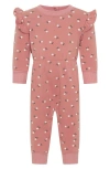 Tiny Tribe Petite Fruit Frill Fleece Romper In Dusty Rose