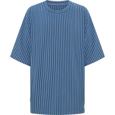 Tiny Tribe Kids'  Rib Vertical Stripe T-shirt In Blue