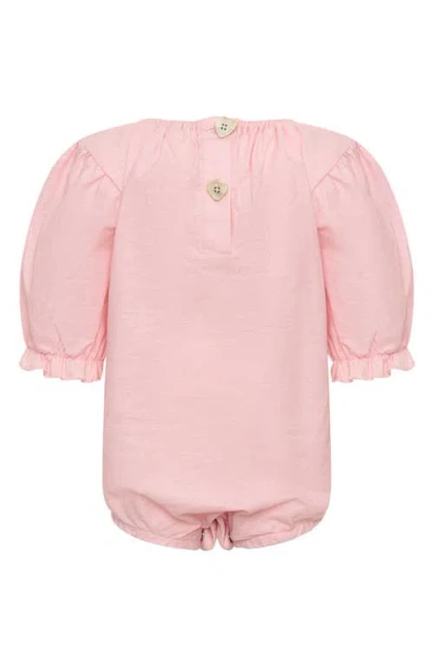 Tiny Tribe Babies'  Ruffle Cotton & Linen Bodysuit In Pink