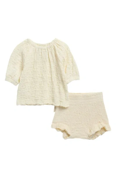 Tiny Tribe Babies'  Scrunch Cotton Blend Dress With Bloomers In Neutral