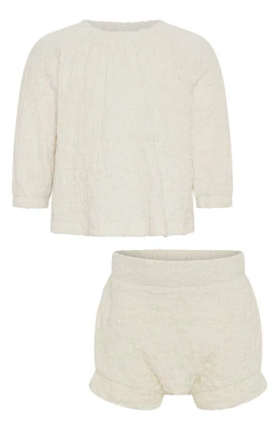 Tiny Tribe Babies'  Scrunch Smocked Top & Bloomers Set In White