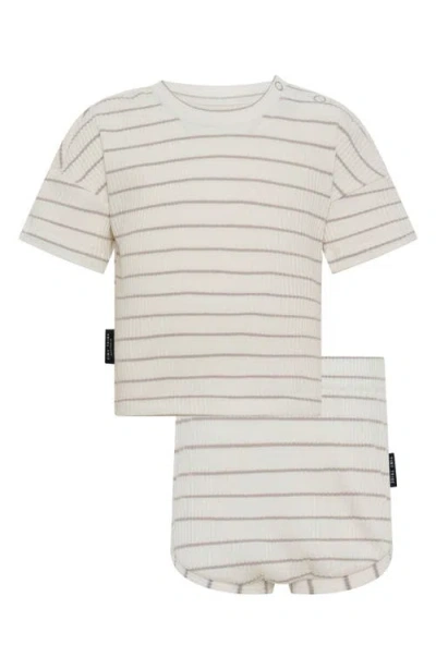 Tiny Tribe Babies'  Stripe Rib T-shirt & Shorts Set In Grey