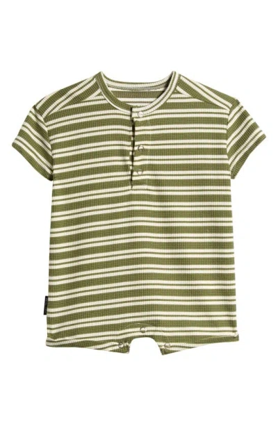 Tiny Tribe Babies' Stripe Waffle Knit Relaxed Romper In Forest Stripe