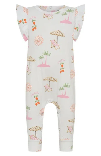 Tiny Tribe Babies'  Summer Paradise Frill Romper In Neutral