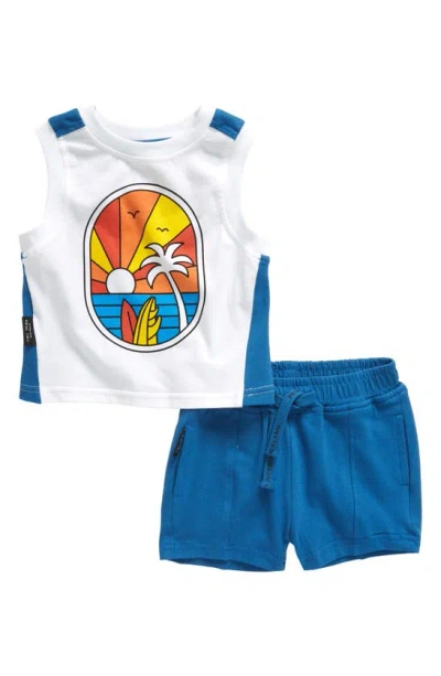 Tiny Tribe Babies'  Sunset Cotton Graphic Tank Top & Shorts Set In White Multi