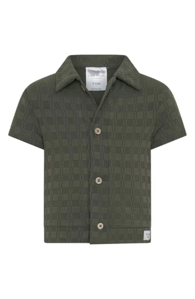 Tiny Tribe Babies'  Textured Button-up Shirt In Green