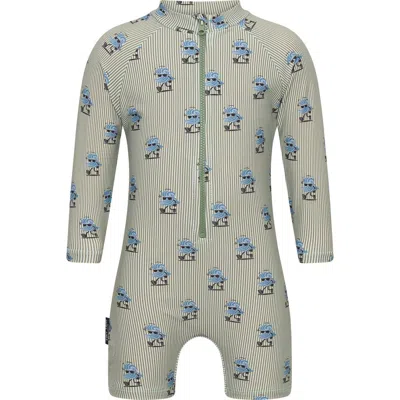 Tiny Tribe Babies'  Wave One-piece Rashguard Swimsuit In Brown