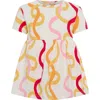 Tiny Tribe Wiggle Print Cotton Skirted Bodysuit In White