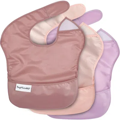 Tiny Twinkle Kids'  Mess-proof And Waterproof Baby Food  Bpa-free Bib W/adjustable Closure 3pc In Purple